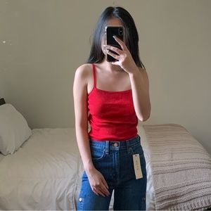 John Galt red crop tank top